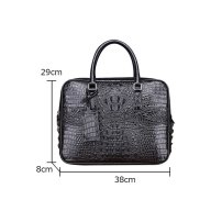 Whatnaワニ革 本革 ビジネス バッグメンズ 2way ショルダー 手提げ 斜め掛け 手持ち 肩掛けバッグ クロコダイル革 パスワードロックボタン付 ブリーフケース 15.6インチPC対応 旅行 出張 通勤 通学 就活 面接 バッグ G6128-5