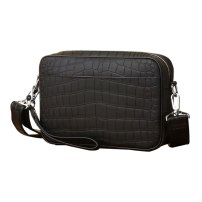 Whatna ワニ革 本革セカンド バッグ メンズ 3way クラッチ ショルダーバッグ 肩掛けバッグ 小さい ショルダーベルト付 ハンドストラップ付 クロコダイル革 本革 結婚式 バッグ ビジネス フォーマル 冠婚葬祭 バッグ紳士用 男性用 黒