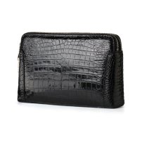 Whatna ワニ革セカンドバッグ メンズ バッグ クラッチ バッグ 小さい カード8枚収納可2室仕切 厚手 本 革 レザー 結婚式 バッグ フォーマル ビジネス 冠婚葬祭 バッグ 男性用 紳士用 2035B