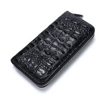 Whatna ワニ革 ミニセカンドバッグ メンズ バッグ 長財布 カード入れ 小銭入れ 札入れ 14枚カード収納 2室仕切 小さめ クラッチバッグ 手持ちバッグ ポーチ 男性用 紳士用 結婚式 冠婚葬祭 バッグ 2001-1