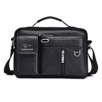 Whatna 革 ショルダーバッグ メンズ 3way 斜め掛け胸バッグ 手提げバッグ 手持げバッグ セカンドバッグ イヤホン穴付 キーリング付 Ipad 10.5収納可 横型 カジュアル フォーマル ビジネス 通学 通勤 肩掛けバッグ 自転車かばん プレゼント男性HA-117