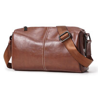 Whatna 革 ワンショルダーバッグ メンズ 斜め掛け ボディバッグ 胸バッグ レザー小さめビジネスバッグ ipad Mini収納可 肩掛け 通勤 通学 斜めがけバッグ 防水 バッグ 自転車 かばん男性用