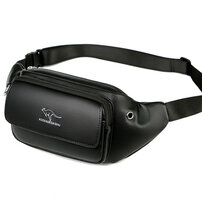 Whatna ミニワンショルダーバッグ メンズ ウエストポーチ ミニウエストバッグ イヤホン穴付 puレザー 男女兼用 斜めがけ ボディバッグ 胸バッグワンショルダー 軽量 ブラウン 黒069