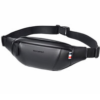 Whatna ミニワンショルダーバッグ メンズ ウエストポーチ ミニウエストバッグ イヤホン穴付 puレザー 男女兼用 斜めがけ ボディバッグ 胸バッグワンショルダー 軽量 ブラウン 黒01