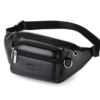 Whatna ミニワンショルダーバッグ メンズ ウエストポーチ ミニウエストバッグ イヤホン穴付 puレザー 男女兼用 斜めがけ ボディバッグ 胸バッグワンショルダー 軽量 ブラウン 黒6262