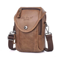 Whatna 牛革 ミニワンショルダーバッグ メンズ ミニウエストバッグ ウエストポーチバイク用 ベルトバッグ ヒップバッグ厚手 レザー 本 革 男女兼用 ミニ斜め掛け ボディバッグ 胸バッグ ワンショルダー 軽量 ブラウン 黒0190