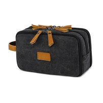 Whatna セカンドバッグ メンズ クラッチ バッグ 小さい キャンバスx 本 革 3室仕切 手提げバッグ 手持ち バッグ 化粧かば 化粧ポーチ ビジネス カジュアル フォーマル 冠婚葬祭 結婚式 葬式バッグ 紳士用 男性用 バッグ 8691#