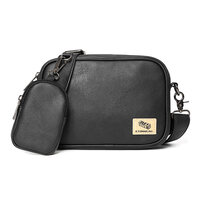 Whatna 2点セット ワンショルダーバッグ メンズ 斜め掛け ボディバッグ 胸バッグ 革 小さめビジネスバッグ ipad Mini収納可 肩掛け 通勤 通学 防水 バッグ 自転車 かばん男性用