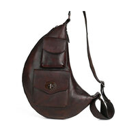 Whatna アンティーク風合い鞣し天 然牛 革 斜めがけ ボディバッグ ワンショルダー メンズ 本革 厚手 レザーipad 9.7収納可13768