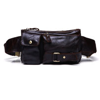 Whatna 牛 革 斜めがけ ボディバッグ ワンショルダー メンズ ミニウエストバッグ ミニショルダーバッグ ウエストポーチ 男女兼用 軽量 ブラウン 8135