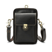 Whatna アンティーク風合い鞣し天 然 牛革 ミニショルダーバッグ メンズ ミニ斜め掛け ボディバッグ 胸バッグ ミニウエストバッグ ウエストポーチバイク用 ベルト ポーチ 本 革 男女兼用 ミニサコッシュ カラビナポーチ ベルトループ カラビナ付き