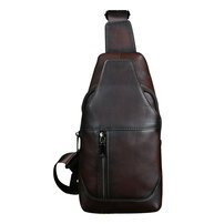 Whatna アンティーク風合い鞣し天 然 牛 革 ワンショルダーメンズ 3way 斜めがけ 肩掛け ボディバッグ 胸バッグ 本革 厚手 レザーSFA012