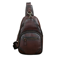 Whatna アンティーク風合い鞣し天 然 牛 革 ワンショルダーメンズ 3way 斜めがけ 肩掛け ボディバッグ 胸バッグ 本革 厚手 レザーSFA090