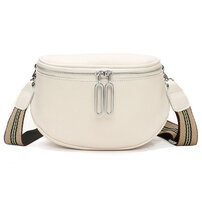 Whatna 牛 革 ミニ ショルダーバッグ レディース 斜めがけボディ胸バッグ 小さめ 本 革 厚手 レザー 軽量 ダブルファスナー ショルダー 肩掛け ミニバッグ 女性 通勤 旅行 バッグ スマホポーチ