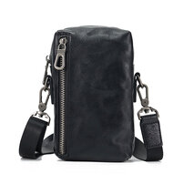 Whatna アンティーク風合い鞣し 牛 革ミニワンショルダーバッグ メンズ ミニ斜め掛け ボディバッグ 胸バッグ ミニウエストバッグ ベルトポーチ ヒップバッグ ウエストポーチバイク用 本革厚手 レザー 男女兼用