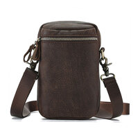 Whatna 牛 革 ミニワンショルダーバッグ メンズ ミニ斜め掛け ボディバッグ 胸バッグ ミニウエストバッグ ベルトポーチ カラビナポーチヒップバッグ ウエストポーチバイク用 本革厚手 レザー 男女兼用