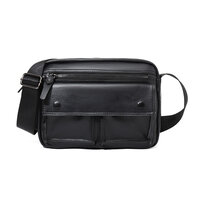 Whatna 革 ミニワンショルダーバッグ メンズ 3way ミニ斜め掛け胸バッグ 手提げバッグ 手持げバッグ ミニセカンドバッグダブルファスナー レザーカジュアル フォーマル ビジネス 通学 通勤 肩掛けバッグ 自転車かばん プレゼント男性