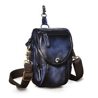 Whatna アンティーク風合い鞣し天 然 牛革 ミニワンショルダーバッグ メンズ ミニ斜め掛け ボディバッグ 胸バッグ ミニウエストバッグ ベルトポーチ カラビナポーチヒップバッグ ウエストポーチバイク用 本革厚手 レザー 男女兼用