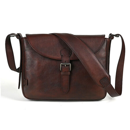 [Ｗｈａｔｎａ] アンティーク風合い鞣し天 然 牛革ショルダーバッグ メンズ 斜め掛け ボディバッグ 胸バッグ 本 革 小さめビジネスバッグ ipad Mini収納可 肩掛け 通勤 通学 斜めがけバッグ 小さめメッセンジャーバッグ 自転車 かばん (ブラウ Whatna アンティーク風合い鞣し天 然 牛革ショルダーバッグ メンズ