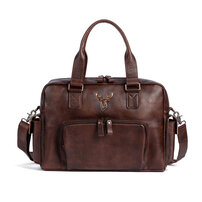 Whatna アンティーク風合い鞣し天 然 牛革 ビジネスバッグメンズ 2way ショルダー 手提げバッグブリーフケース16インチPC対応 旅行 出張 通勤 通学 就活 面接 バッグ かばん 男性用WX8629