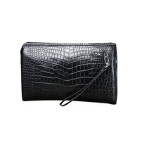 Whatna ワニ革 セカンドバッグ メンズ バッグ クラッチ バッグ 小さい 3室仕切 クロコダイル革 結婚式 バッグ フォーマル ビジネス 冠婚葬祭 バッグ 男性用 紳士用 8-389