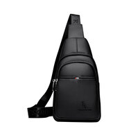 Whatna ワンショルダーメンズ ボディバッグ 斜め掛けバッグ肩掛け 胸バッグ メッセンジャーバッグ 2室仕切PUレザー イヤホン穴付 ダブルファスナー 左右に付け替え可 軽量 男女兼用