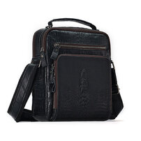 Whatna クロコダイル型押し牛革 ショルダーバッグ メンズ 3way 斜め掛け胸バッグ 手提げバッグ 手持げバッグ セカンドバッグ 厚手本革 2室仕切 カジュアル フォーマル ビジネス 通学 通勤 肩掛けバッグ 自転車かばん プレゼント男性6479