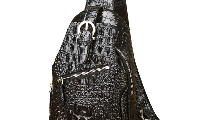 Whatna クロコダイル革 本革 斜めがけ ボディバッグ ワンショルダー