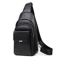 Whatna ワンショルダーメンズ バッグ 斜め掛け ボディーバッグ 肩掛け胸バッグ 左右付け替え可能 厚手 レザー6099