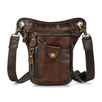 Whatna アンティーク風合い鞣し天 然 牛 革 ニショルダーバッグ メンズ レディース ライディングウエストバッグ ウエストポーチ バイク用クロスボディーバッグ ライダーバッグ 小型バックパックミニ斜め掛け胸バッグ 男女兼用9471