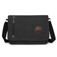 Whatna フラップ 厚 手 帆布 ショルダーバッグ メンズ メッセンジャーバッグ 厚 手 キャンバス 横型 大さめビジネスバッグ A4 15インチPC収納可 肩掛け 通勤 通学斜めがけバッグ 防水 バッグ 自転車 かばん男性用YM-3008