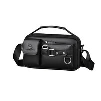 Whatna ミニショルダーバッグ メンズ レディース 3way 手提げ 手持げ クラッチ 斜め掛け 胸バッグ PUレザーイヤホン穴付カジュアル フォーマル ビジネス 通学 通勤 肩掛けバッグ 自転車かばん プレゼント男性PI910