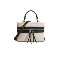 Whatna 牛 革 ミニ ショルダーバッグ レディース トートバッグ マザーズバッグ小さめ キャンバス 帆布 軽量 肩掛け ミニバッグ 女性 通勤 旅行 バッグ スマホポーチ389