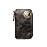 Whatna アンティーク風合い鞣し 天 然 牛 革 手作り キーケース バイク用メンズ レディース コインケース 小銭入れ スマートキーケース キーホルダー 車用キーケース カーキーケース 厚 手 レザー本革 5色 SG815