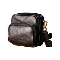 Whatna アンティーク風合い鞣し 天 然 牛 革ミニショルダー メンズ ミニウエストバッグ ウエストポーチバイク用 本革 男女兼用 ワンショルダー 斜め掛け ボディ胸バッグ ブラウン 黒75152