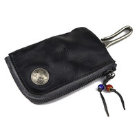 Whatna アンティーク風合い鞣し 天 然 牛 革 手作り キーケース バイク用メンズ レディース コインケース 小銭入れ スマートキーケース キーホルダー 車用キーケース カーキーケース 厚 手 レザー本革 3色 SG139