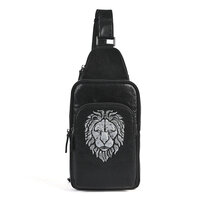 Whatnaアンティーク風合い鞣し天 然牛 革 斜めがけ ボディバッグ ワンショルダー メンズ 本革 厚手 レザー 3室仕切12059