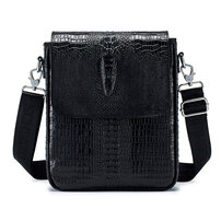 Whatna クロコダイル型押し 天 然 牛革 ショルダーバッグ メンズ 肩掛け 斜め掛け胸バッグ ipad 10.5 収納可 ビジネス かばん 小さめメッセンジャーバッグ カジュアル フォーマル 通学 通勤 結婚式自転車かばん プレゼント紳士用 男性用 8419