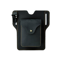 Whatna 天 然 牛 革 ウエストポーチ メンズ 腰ポーチ ウエストバッグスマホポーチ 6.7インチスマホ収納可・キーホルダー付き コンパクトポーチ 小物入れ スポーツ ビジネス 旅行 男性 用 本 革 PYB-204