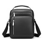 Whatna ショルダーバッグ メンズ 2WAY 手提げ/斜めがけ PUレザー 撥水 多収納 フロント＆背面ファスナーポケット iPad mini対応 21×25×8cm 通勤 旅行