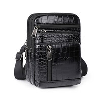 Whatna PUレザー ミニショルダーバッグ メンズ ウエストポーチ 斜め掛け 多機能 コンパクト 肩掛けバッグ 小型 2室仕切 バッグインバッグ カラビナ付き 調整可能 ポーチ