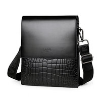 Whatna ショルダーバッグ メンズ 斜めがけボディバッグ 胸バッグ PUレザー 大容量 3室の仕切り多収納ポケット 通勤 通学 旅行