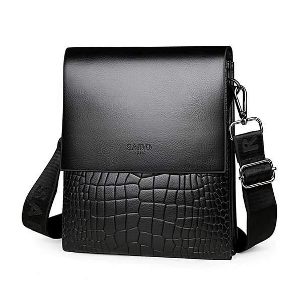 Whatna ショルダーバッグ メンズ 斜めがけボディバッグ 胸バッグ PUレザー 大容量 3室の仕切り多収納ポケット 通勤 通学 旅行元の画像