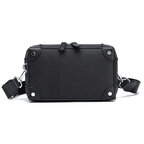 Whatna ショルダーバッグメンズ ボディバッグ ダブルファスナー 着脱式ショルダーストラップ カードポケット×4 iPad mini収納可 厚手PUレザー通勤 通学 ビジネス 冠婚葬祭