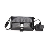 Whatna フラップ式 ワンショルダー メンズ ボディバッグ PUレザー 2点セット 小銭入れ付き iPad mini収納可 斜め掛けバッグ 横型 軽量 コンパクト 通勤 通学 旅行 カジュアル おしゃれ 鞄 プレゼント ギフト