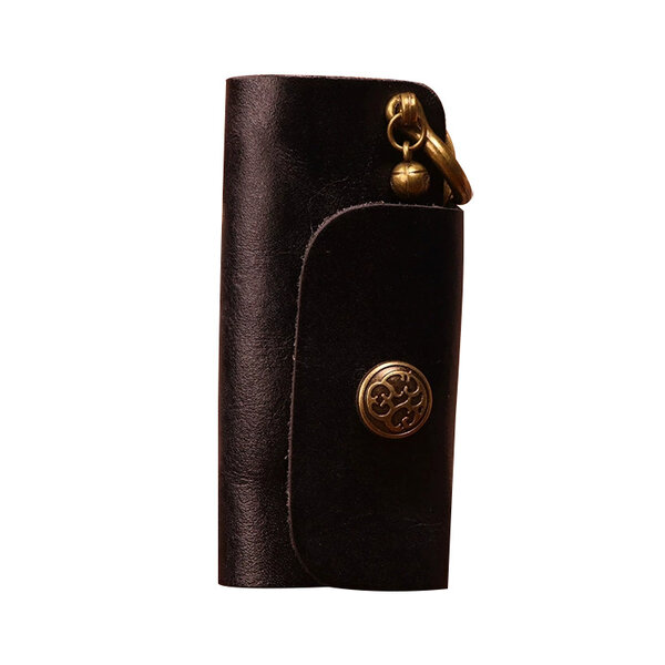 Whatna アンティーク風合い鞣し天 然 牛 革 キーケース 本革 メンズ レディース スマートキーケース カラビナ付き 車キーケース 厚手レザー コンパクト 4色展開 SG172元の画像