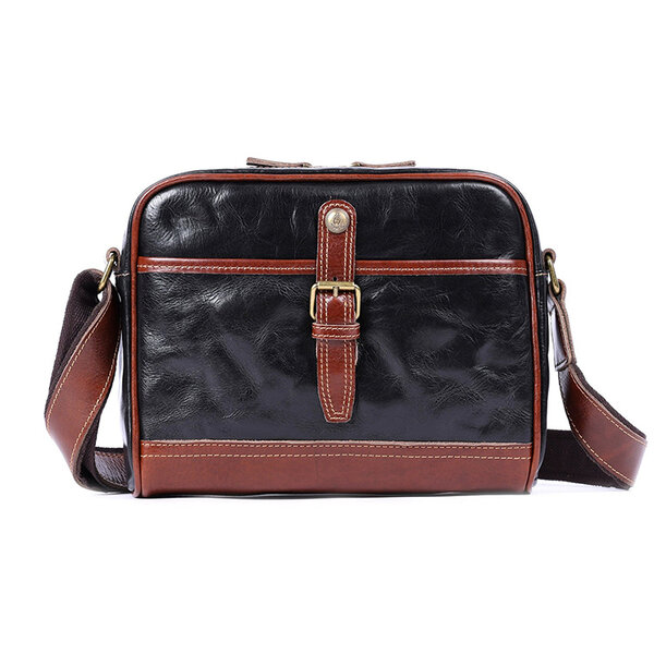 Whatnaアンティーク風合い鞣し天 然牛 革 ショルダーバッグ メンズ 本革 ボディバッグ ワンショルダー 斜め掛け ヴィンテージレザー iPad 9.7インチ収納可 ダブルファスナー 横型 通勤 通学 ビジネス 軽量 旅行 カジュアル おしゃれ 鞄 プレゼントギフト元の画像