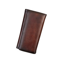 Whatna アンティーク風合い鞣し天 然 牛革 ミニセカンドバッグ メンズ 長財布 3室仕切 小銭入れ 札入れ カード入れ 4枚カード収納 小さめ クラッチ 手持ち バッグ ポーチ 男性用 紳士用 結婚式 冠婚葬祭 1-313