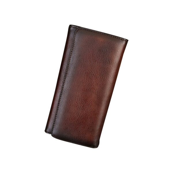 Whatna アンティーク風合い鞣し天 然 牛革 ミニセカンドバッグ メンズ 長財布 3室仕切 小銭入れ 札入れ カード入れ 4枚カード収納 小さめ クラッチ 手持ち バッグ ポーチ 男性用 紳士用 結婚式 冠婚葬祭 1-313元の画像