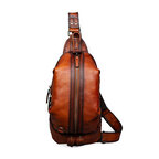 Whatna アンティーク風合い鞣し天 然牛 革 斜めがけ ボディバッグ ワンショルダー メンズ 本革 厚手 レザー1040